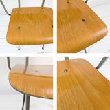 Chaise mid century accoudoirs marko holland bois métal marron noir vintage rétro chaise d'architecte