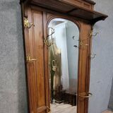 Important antique coat rack in solid walnut