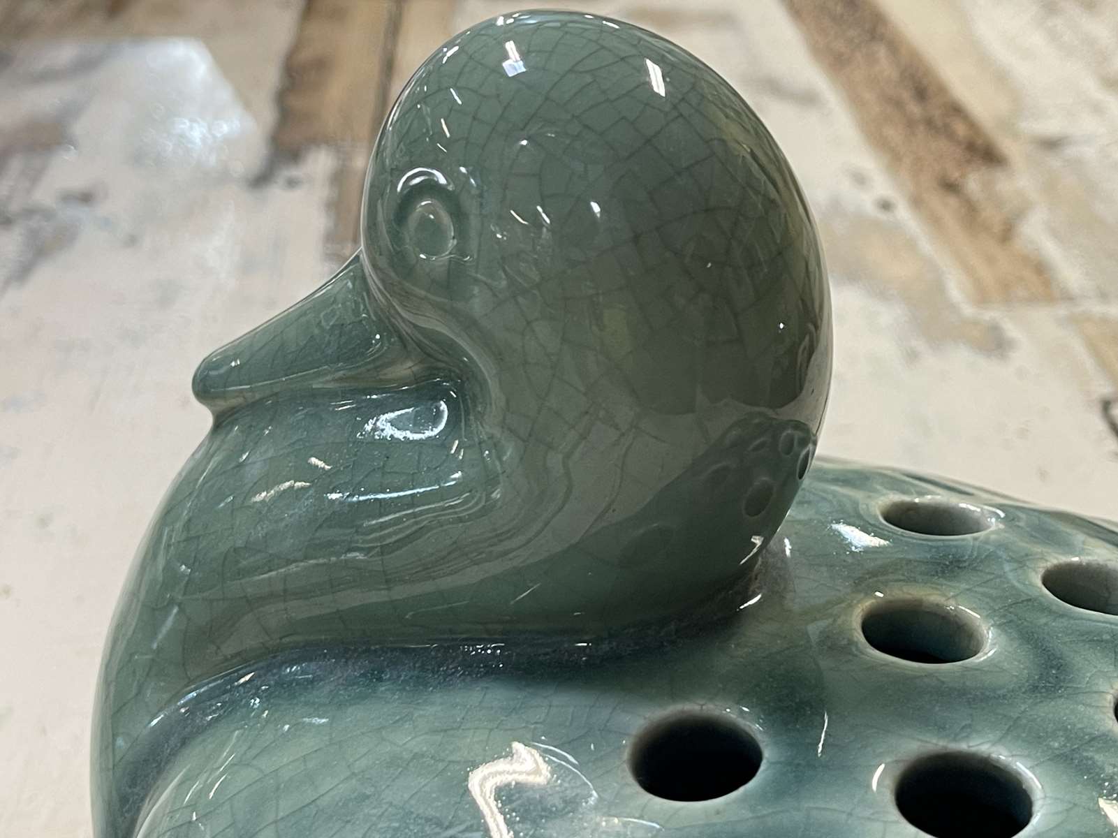 pique flower by ceramist pol chambost (1906-1983) representing a duck