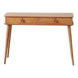 Console Vintage en Chêne Massif – Pieds Fuseaux & 2 Tiroirs