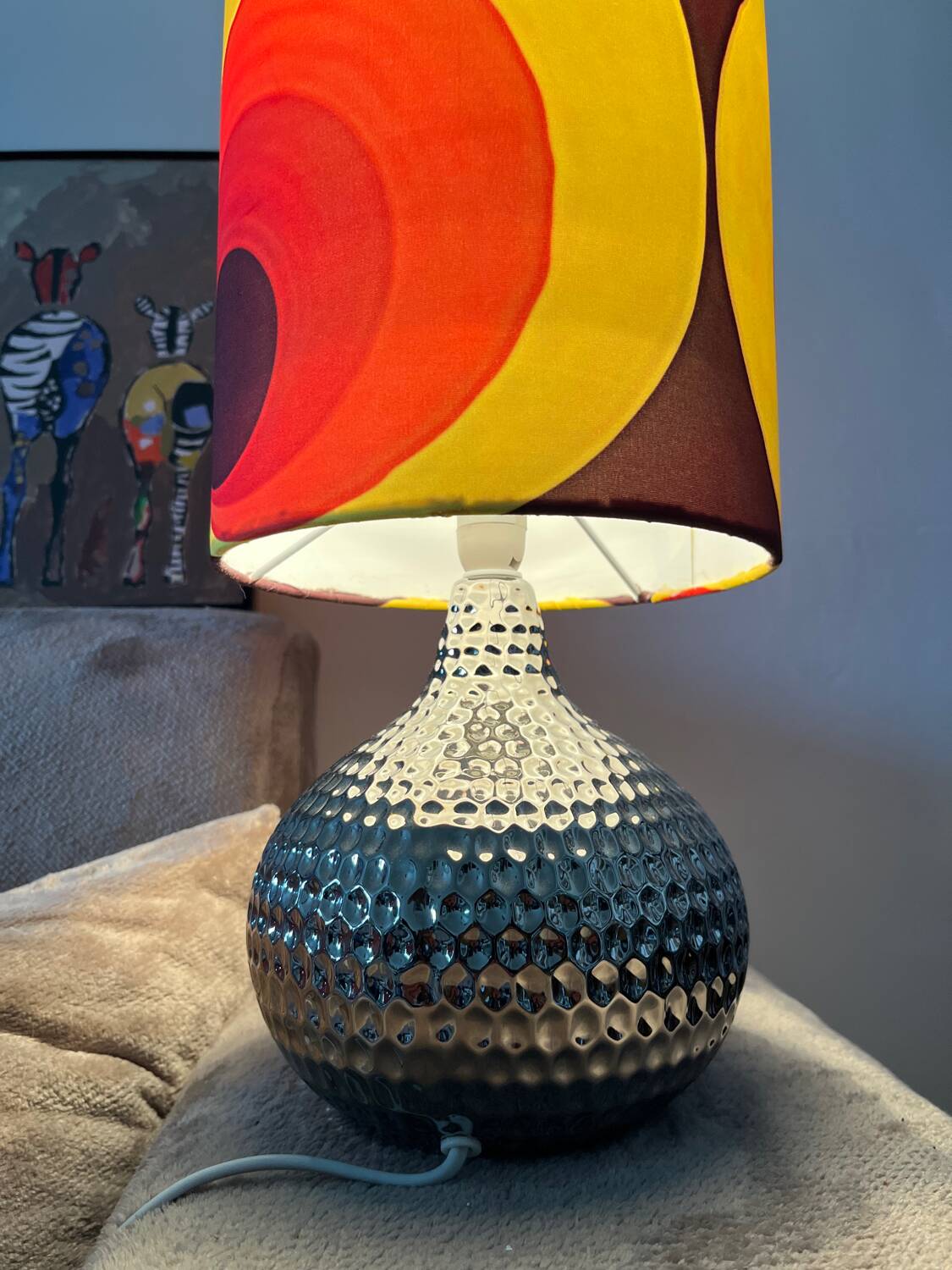 Table lamp with handmade lampshades