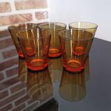 Set of 5 amber brown glasses Vereco 1970s
