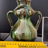 Art Deco Amphora Vase Ceramic Thulin Style (Belgium) Flamed Jasper Decor