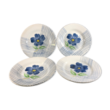 4 assiettes plates vintage fleur bleue Digoin Sarreguemines modele Valentin