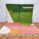 Tapis berbère fait main en laine verte et rose