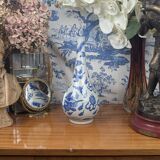 Blue hue piriform vase with dragon decor, vietnamese porcelain