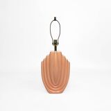 1980s salmon pink ceramic table lamp art deco pastel midcentury golden girls