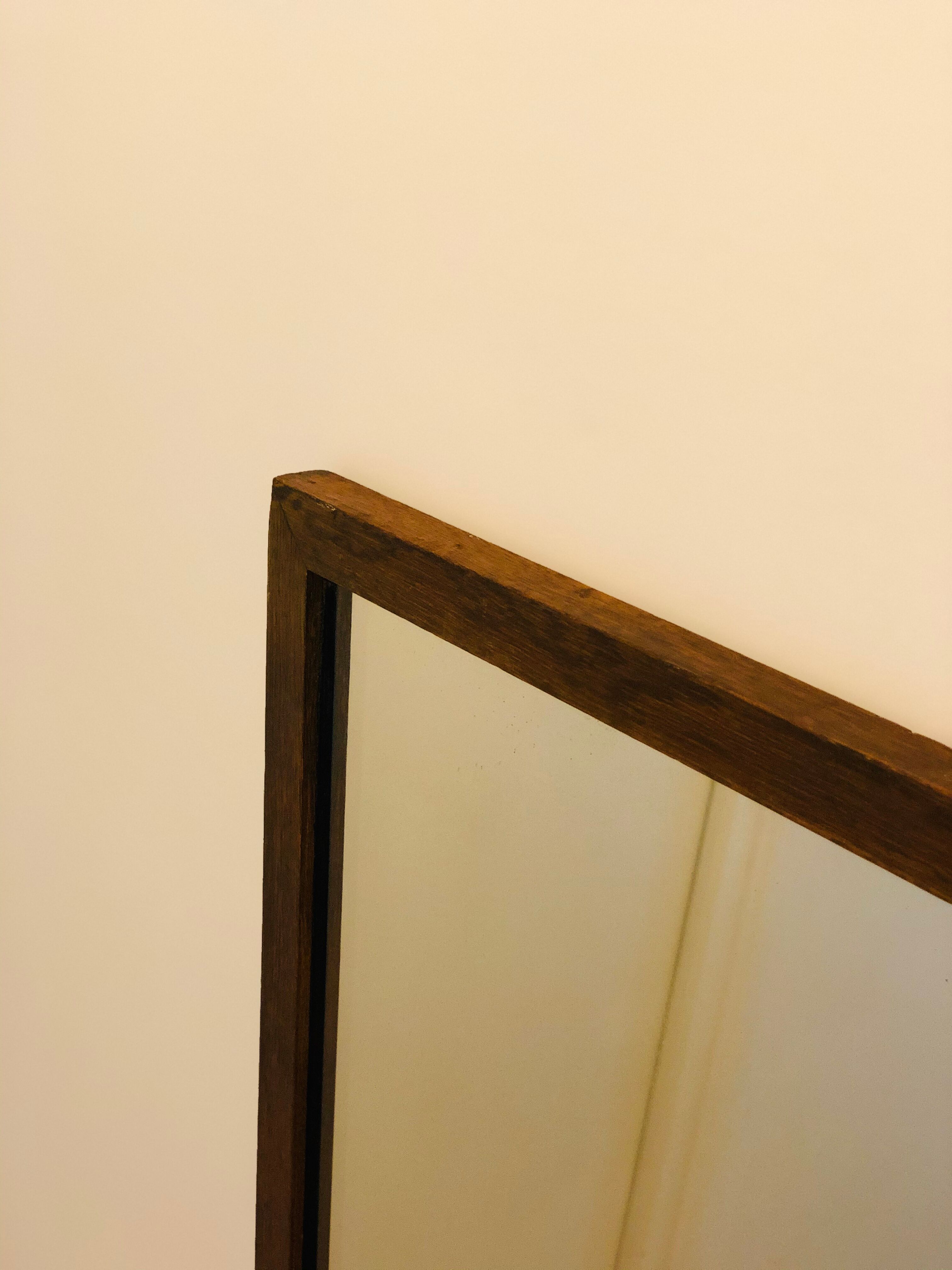 Rectangular Scandinavian mirror in teak 125 cm x 49 cm