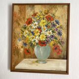 Bouquet painting, signed, 38.5x47 cm