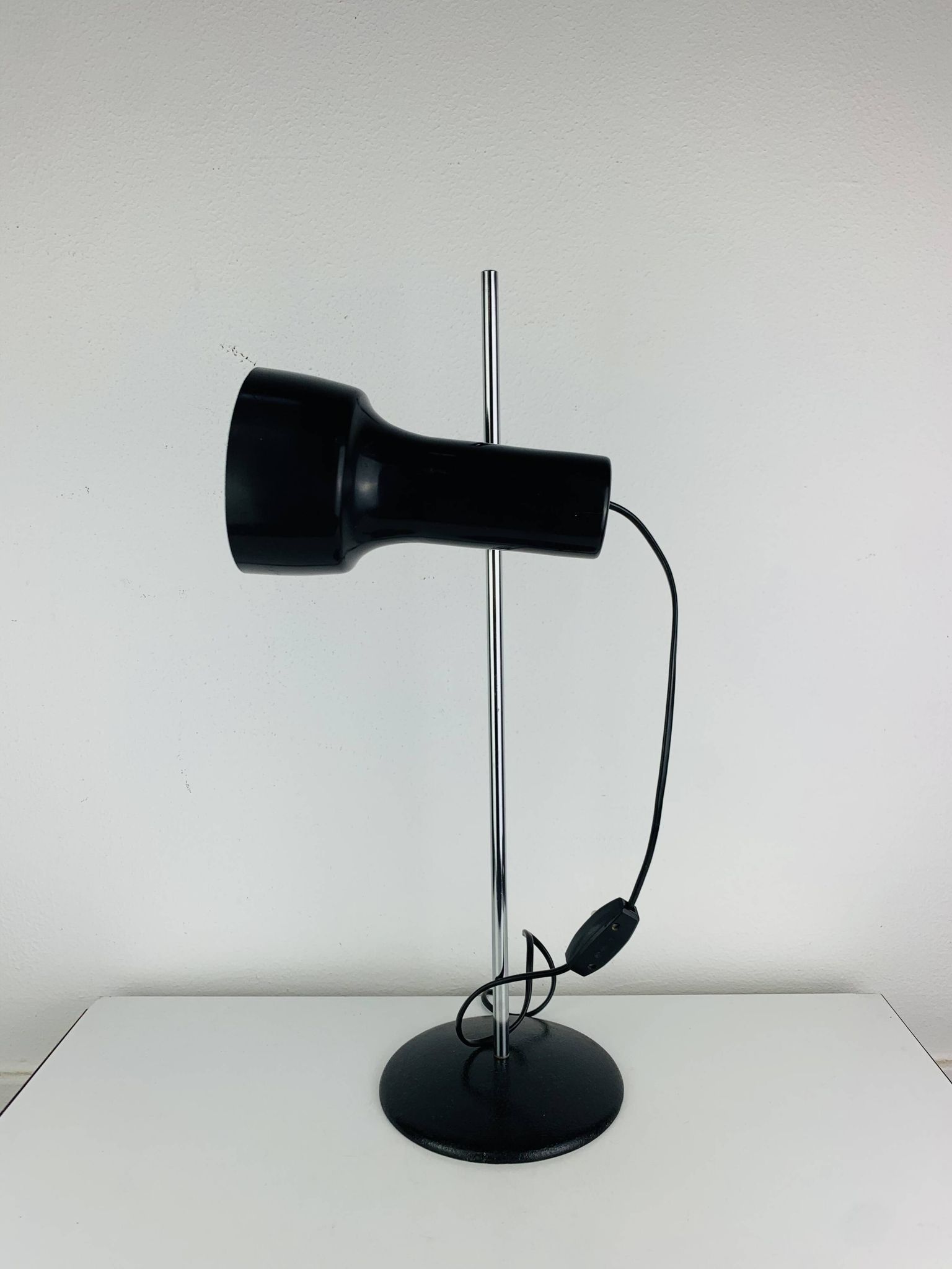 Lampe de bureau spot noir et chrome, années 60, réglable