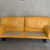 Yellow leather sofa by Tito Agnoli at Poltrona Frau