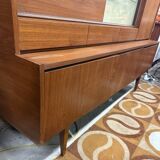 Vintage Scandinavian teak sideboard with compass feet from the 70s