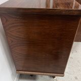 Scandinavian enfilade in veneered wood with iron legs, 20th century.