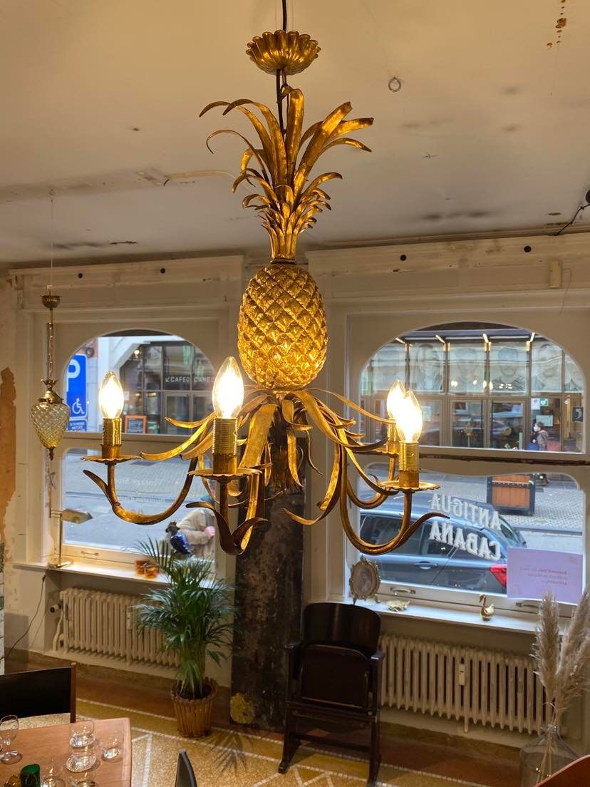 Pineapple chandelier 1940 Hollywood Regency