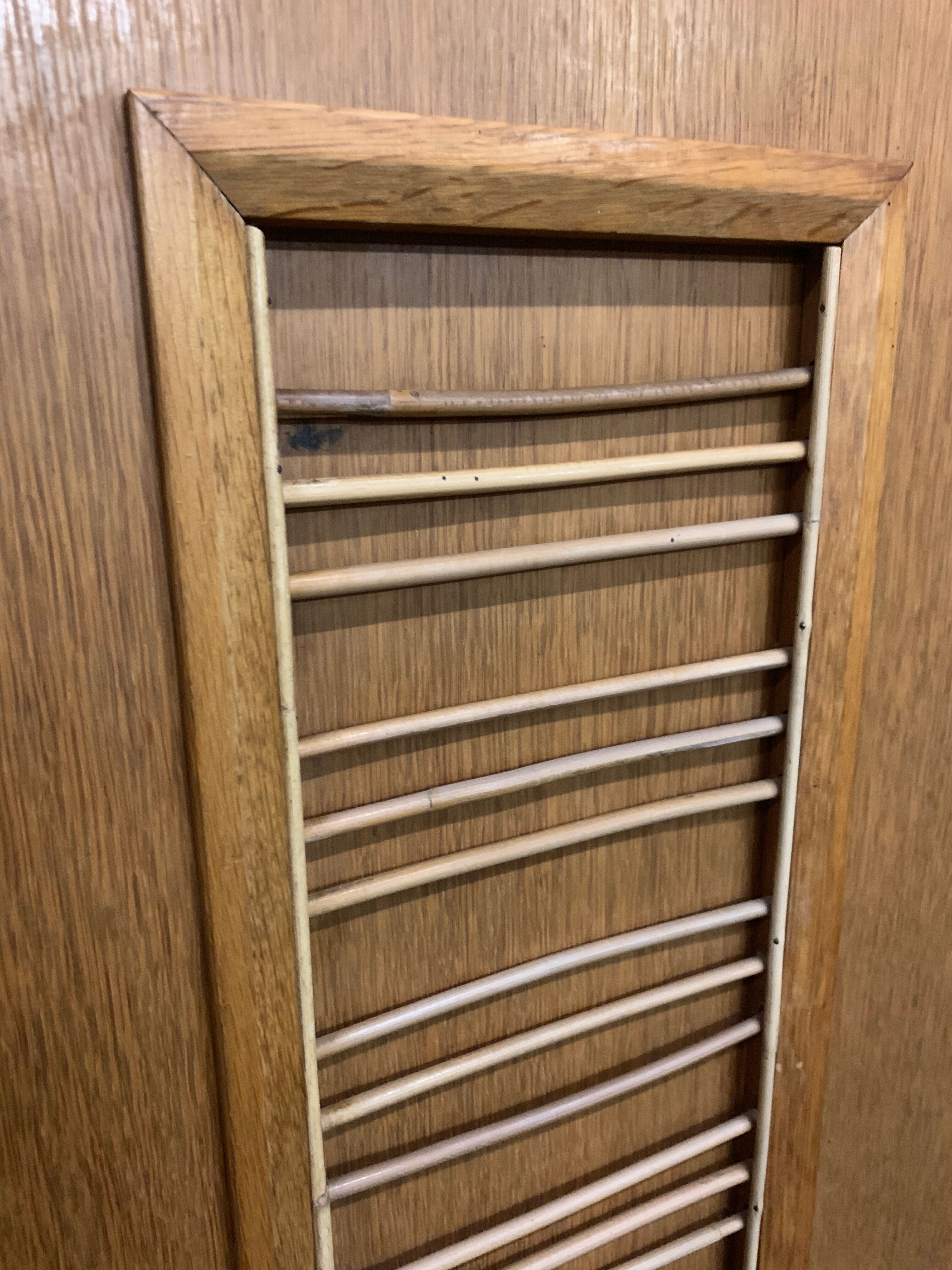 Vintage oak and rattan cabinet 1960