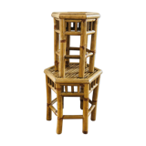 Two rattan side tables