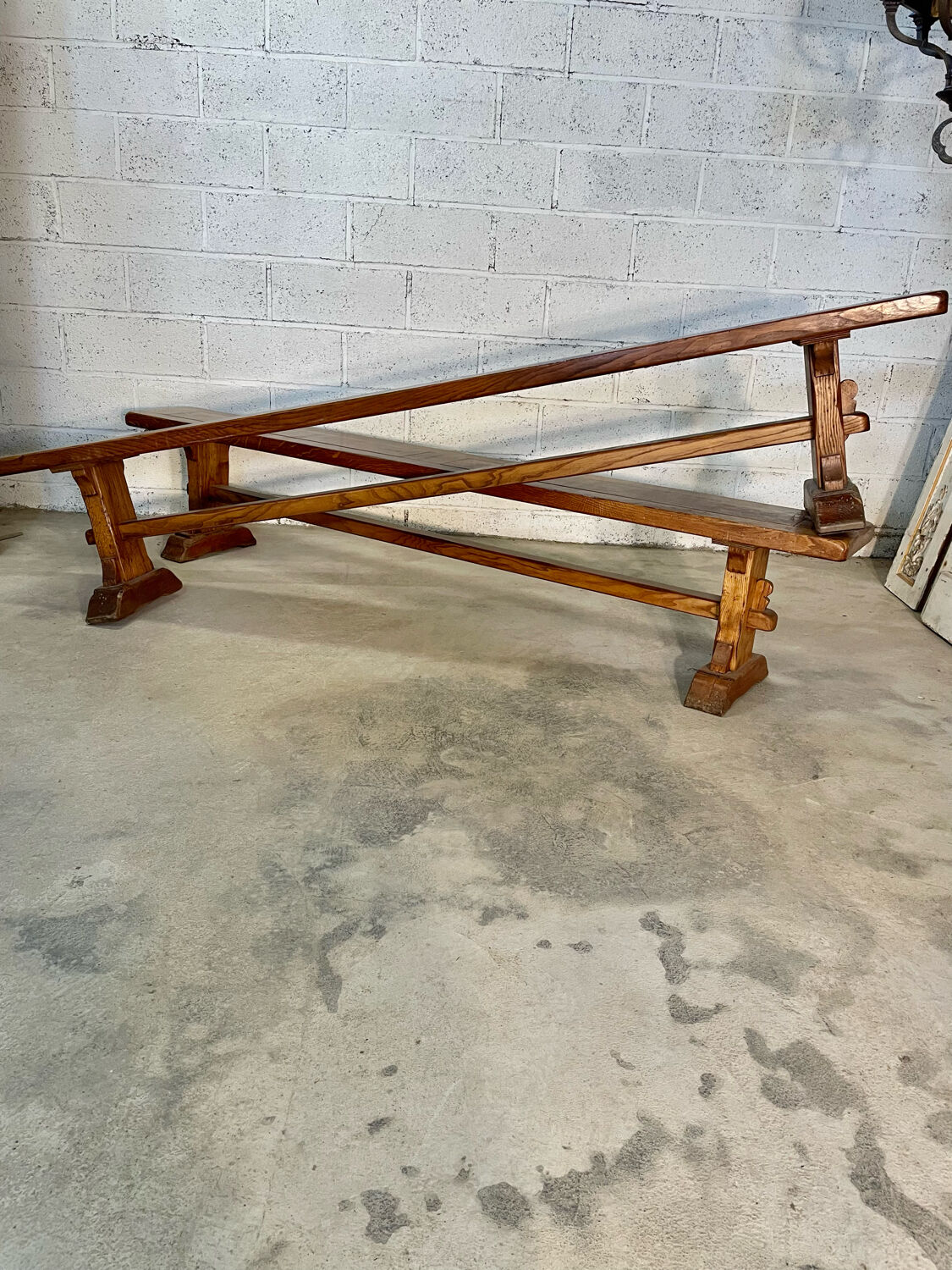 Pair of solid oak benches