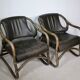 Fauteuils en bambou et cuir attribués à Horsnæs, lot de 2, années 1960