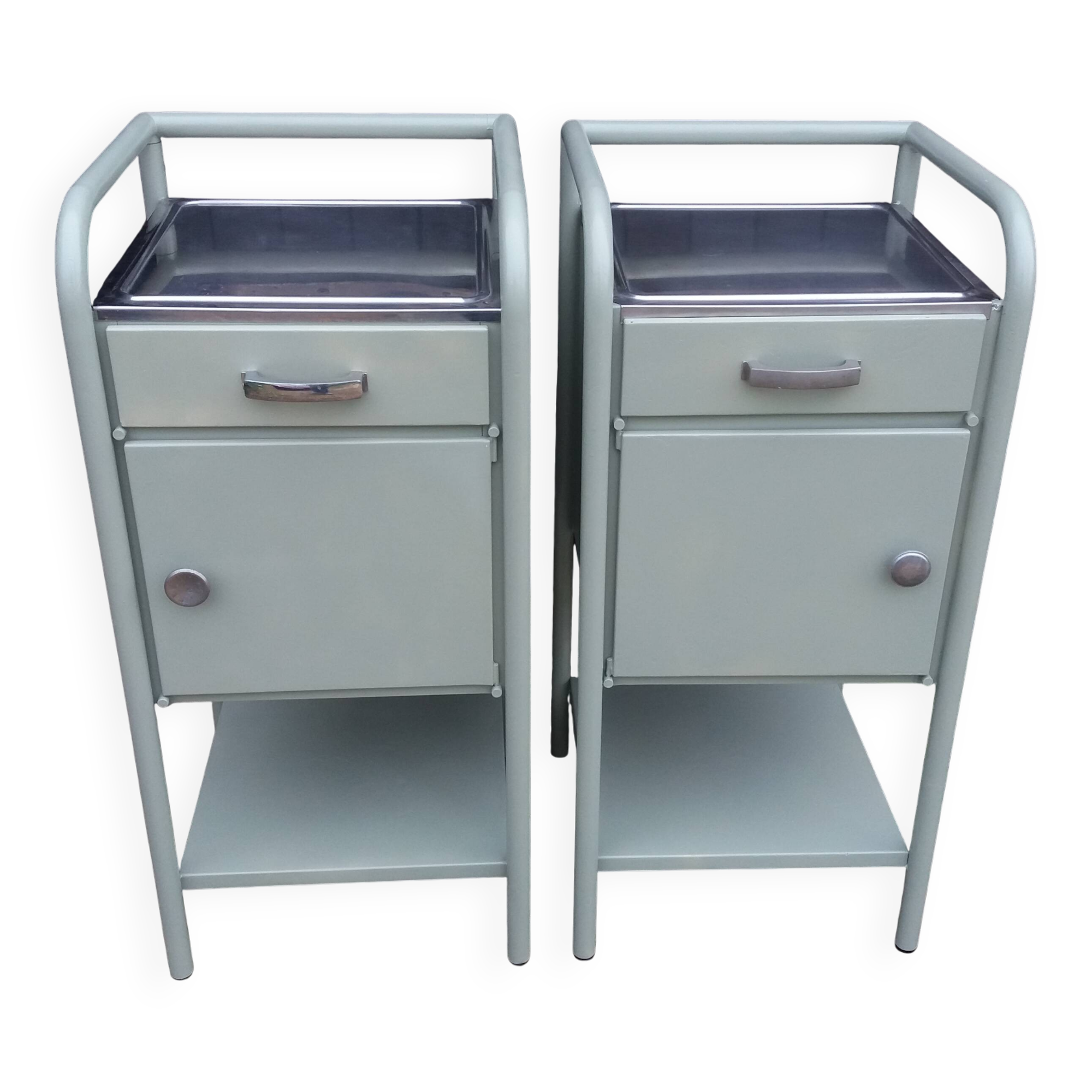 Pair of metal bedside tables from the 1950s