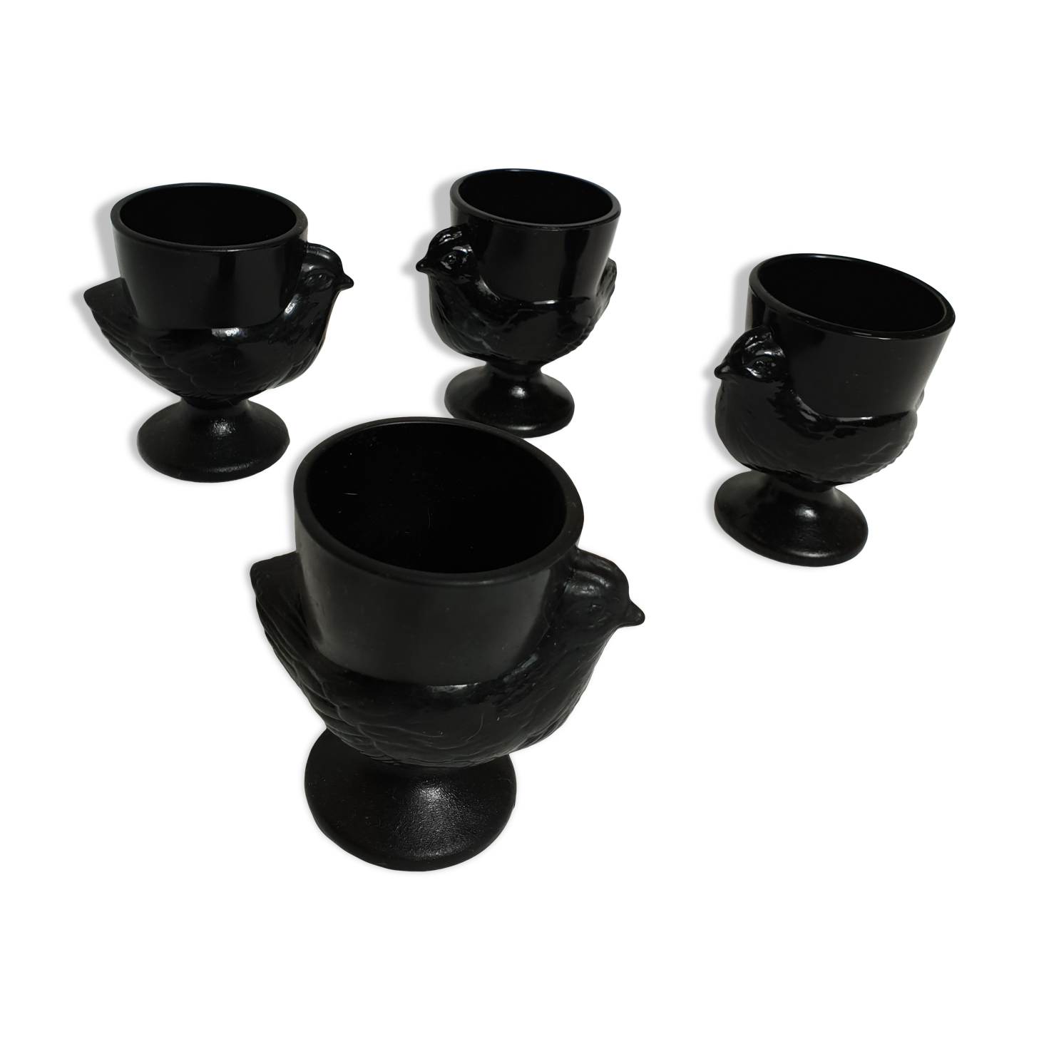 Set de 4 coquetiers poules noirs