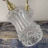 Pair of vintage gold and chiseled glass wall lights