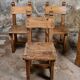 Set of 4 brutalist pine chairs, Italy, 1960s