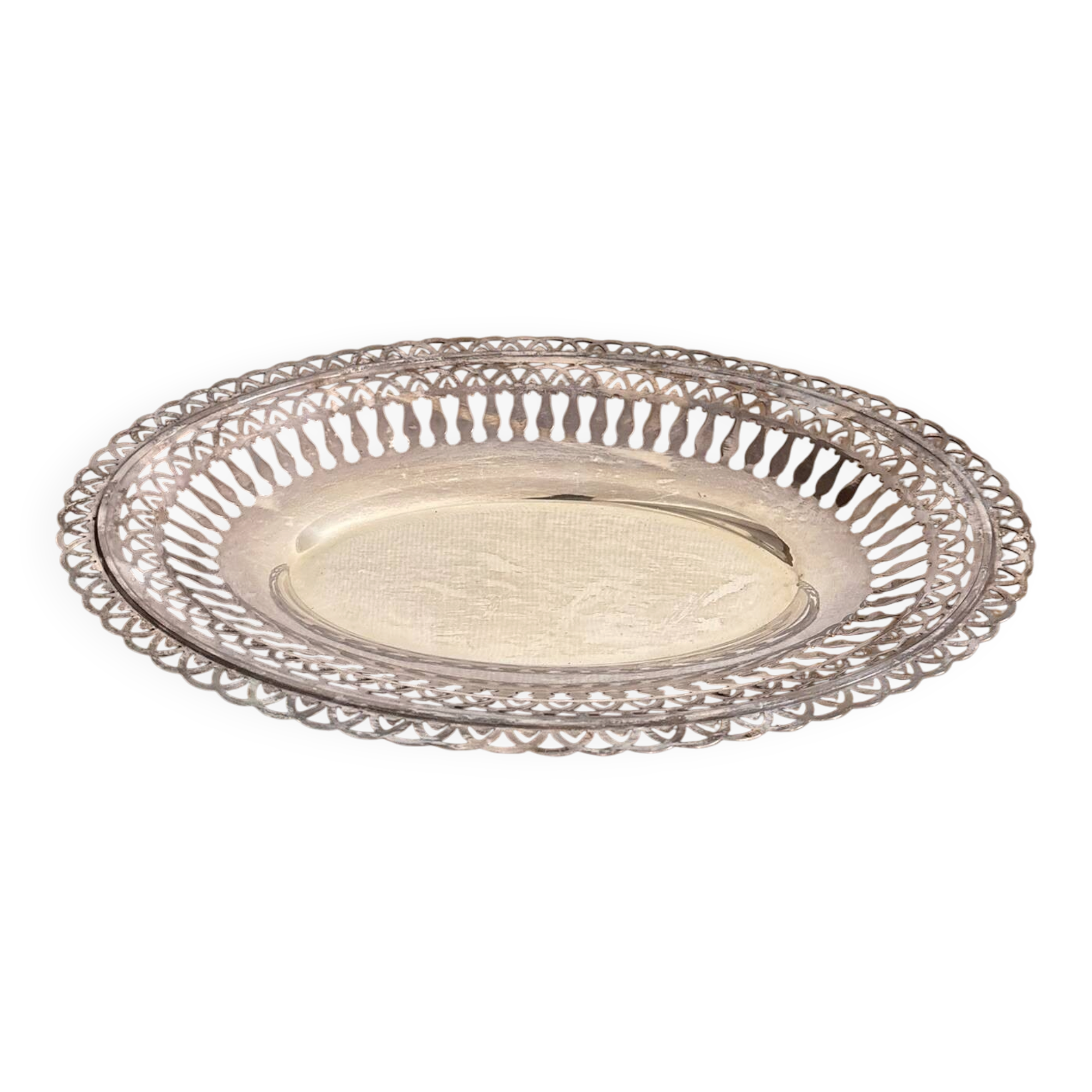 Vintage Silver-Plated Metal Basket for Bread or Fruit, 20th Century Table Service