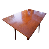 Brussels style retro table with woven shelf – Dřevopodnik Holešov, 1960s