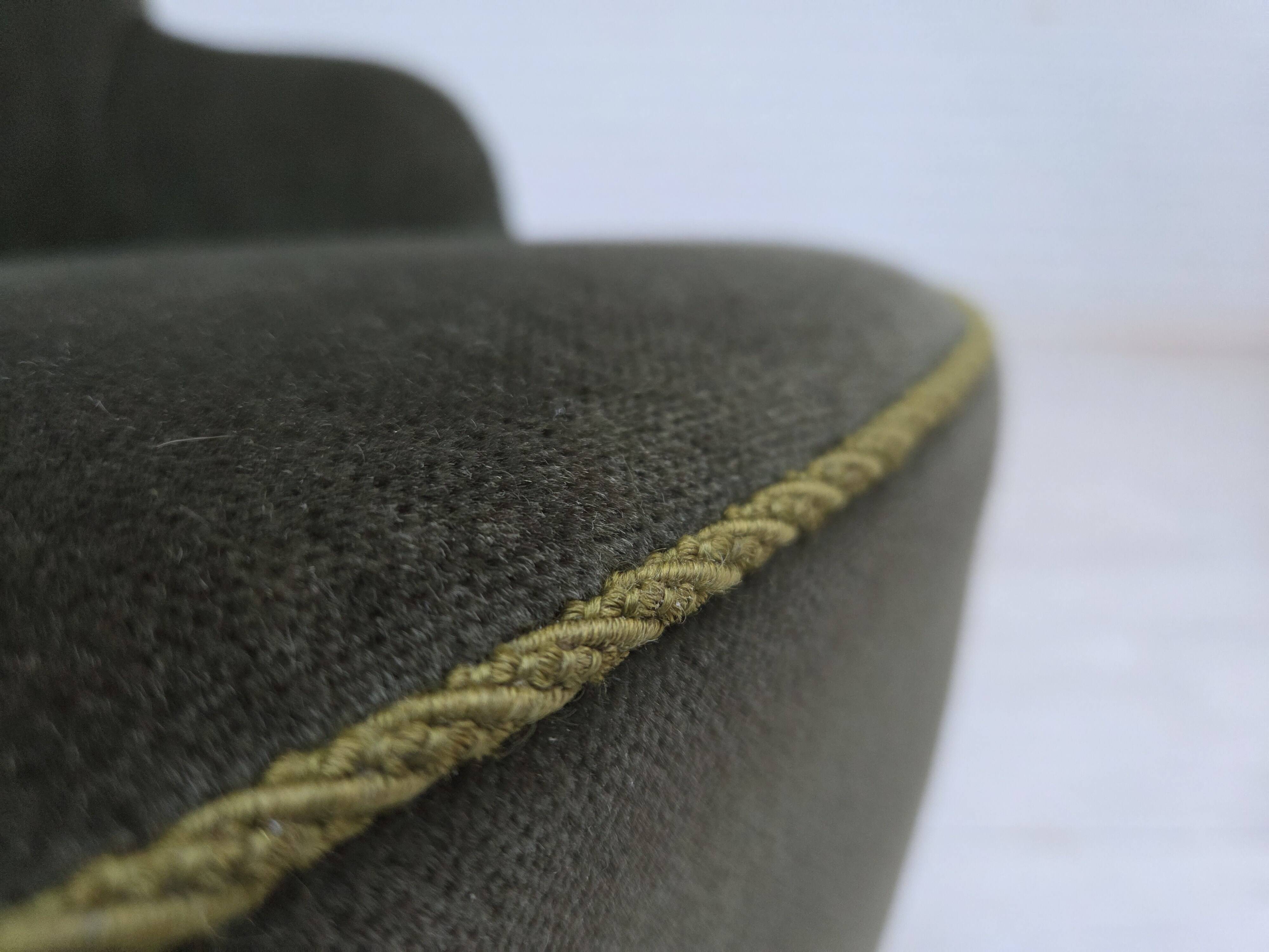 1970s, Danish 3-seater sofa, furniture velour, beech wood legs.