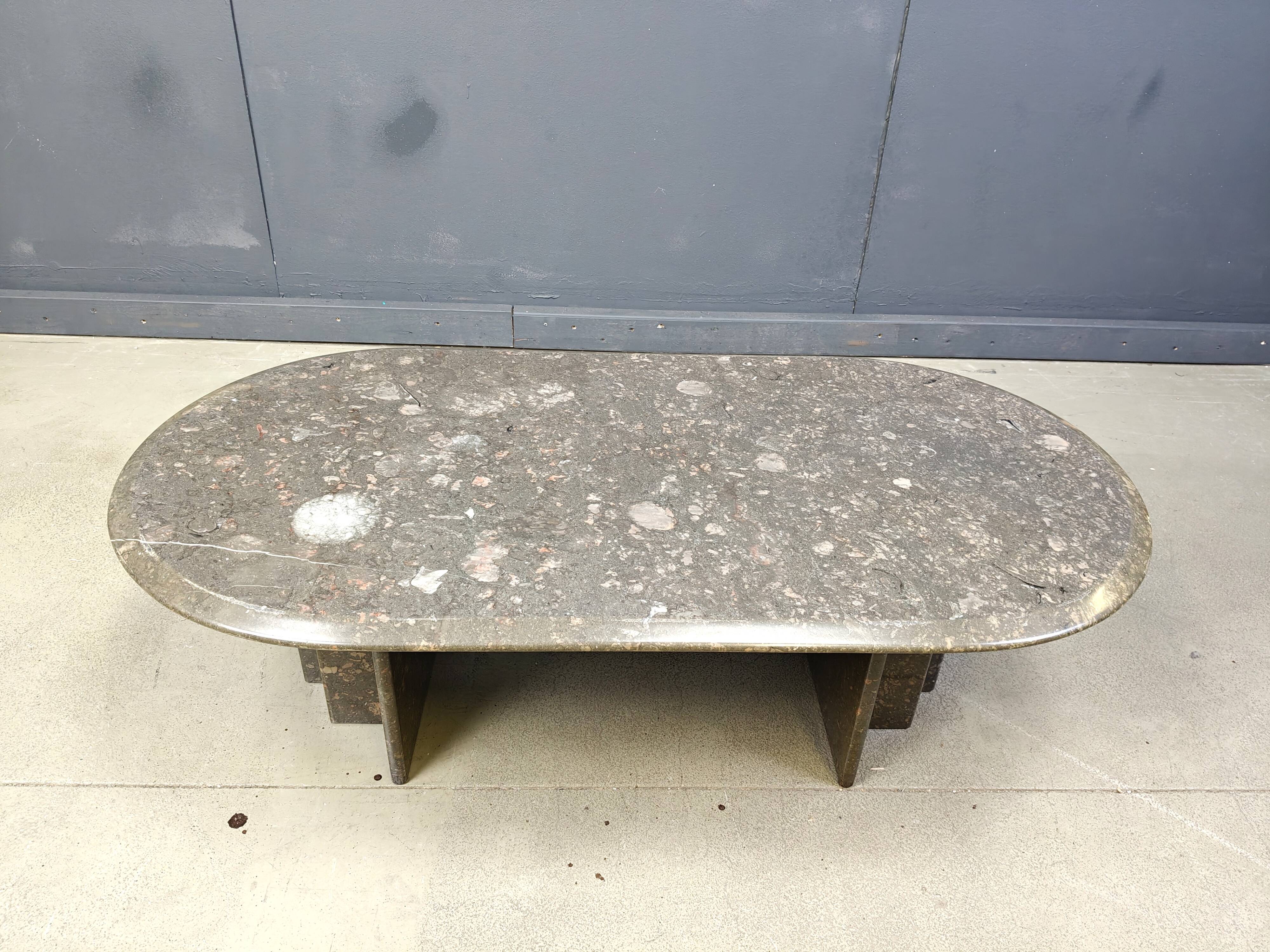 Vintage italian grey marble coffee table, 1970s