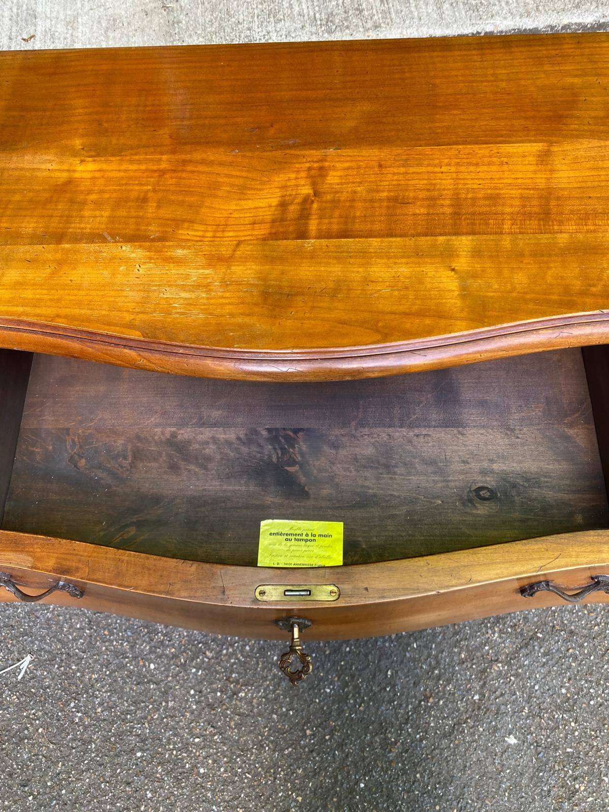 Vintage Louis XV commode in light solid wood, France 1920.