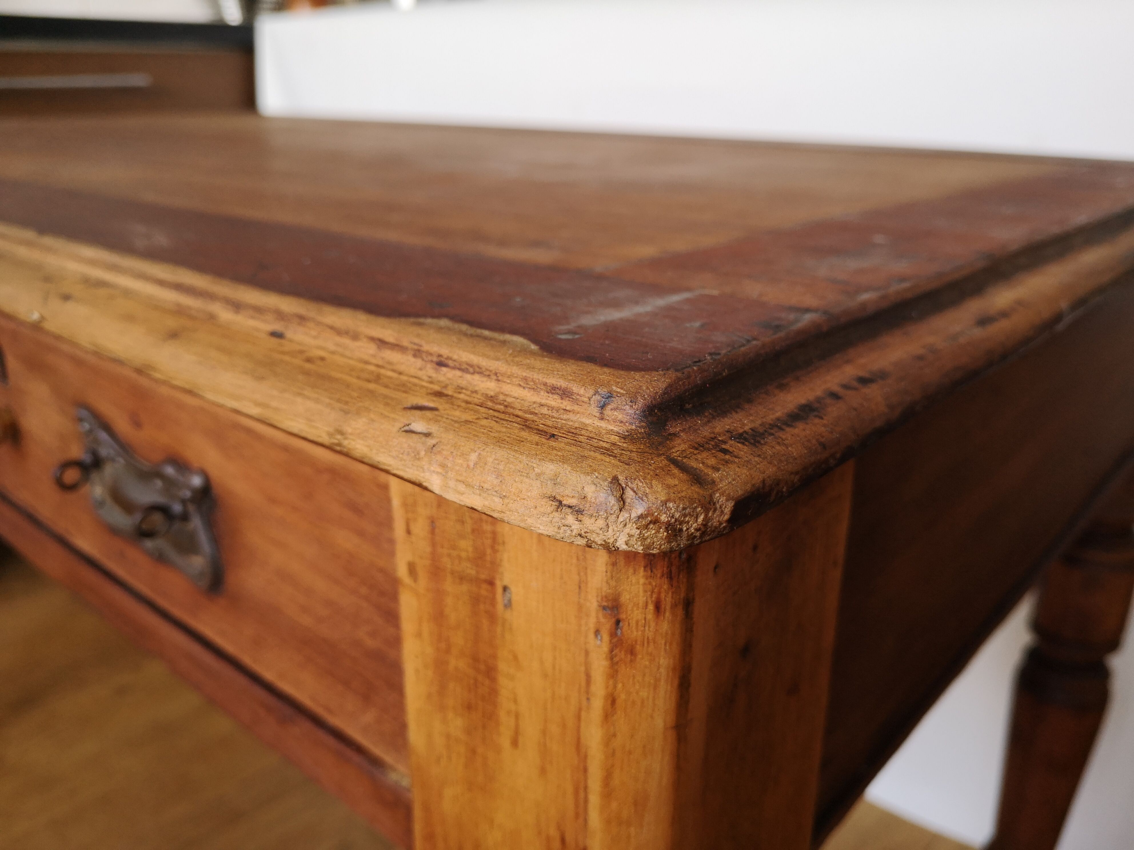 Solid wood desk on wheels