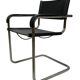 Set of 4 bauhaus cantilever chairs black leather and chrome design