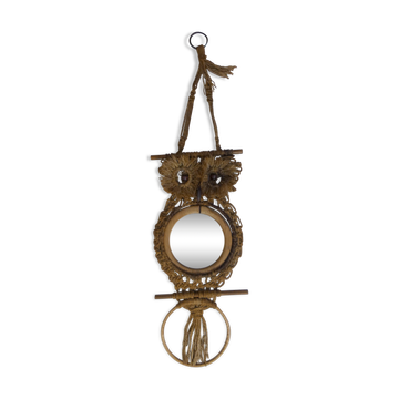 Miroir chouette hibou en macramé