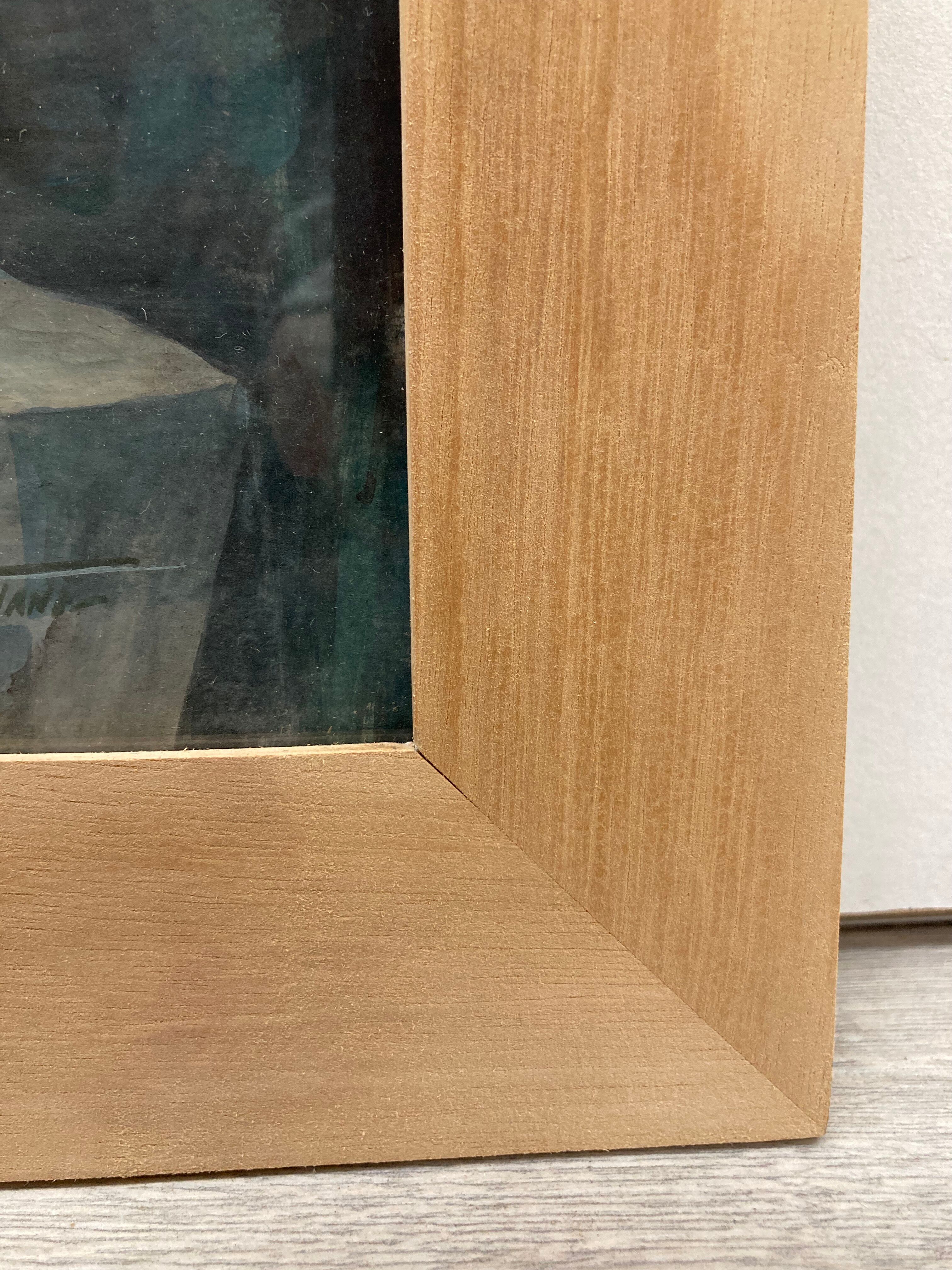 Vintage gouache painting