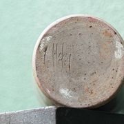 Glazed stoneware vase, signed, oxblood