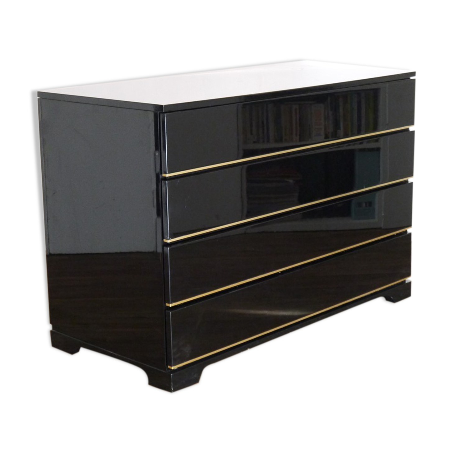 Wooden wooden dresser Laqué de Roche bobois 1970