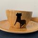 4 coffee cups and 4 sub cups zoomorphic ceramic animals Grandjean Jourdan Vallauris 1950