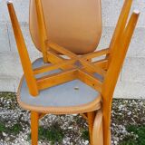 4 chairs wood and leatherette 60s