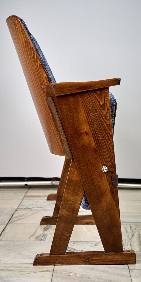 Chaises de cinéma pliantes vintage bleues, Tchécoslovaquie des années 1970