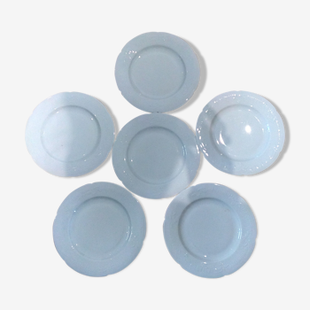 Set de 6 assiettes à dessert en porcelaine blanche de Limoges