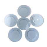 Set of 6 white porcelain dessert plates from Limoges