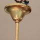 Vintage brass chandelier tulip white strié glass 1950 3 old light lights restored