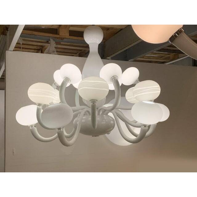 Contemporary pop white murano glass chandelier