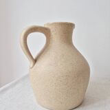 Speckled stoneware carafe with floral decoration signed - Vintage