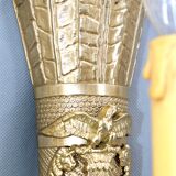Large pair of Napoleonic gilt bronze empire style wall lights with three candles
