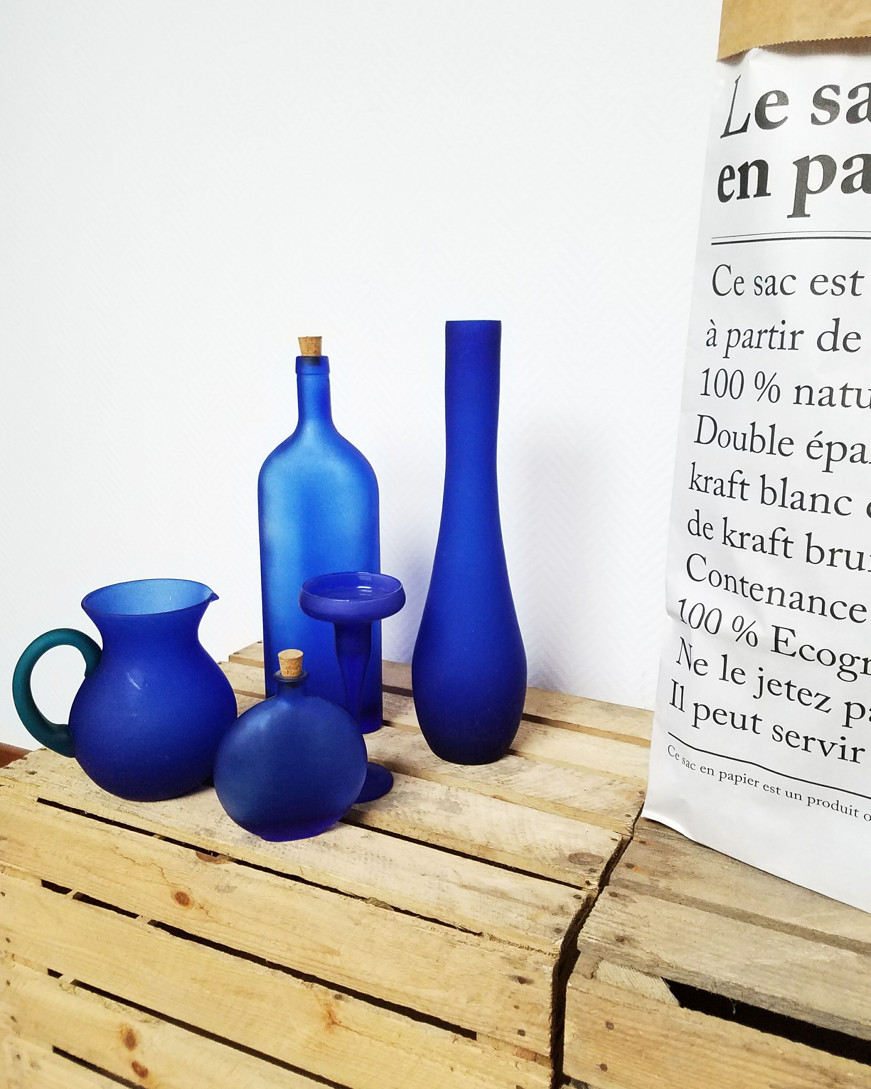 Olive-lot of vases-blue