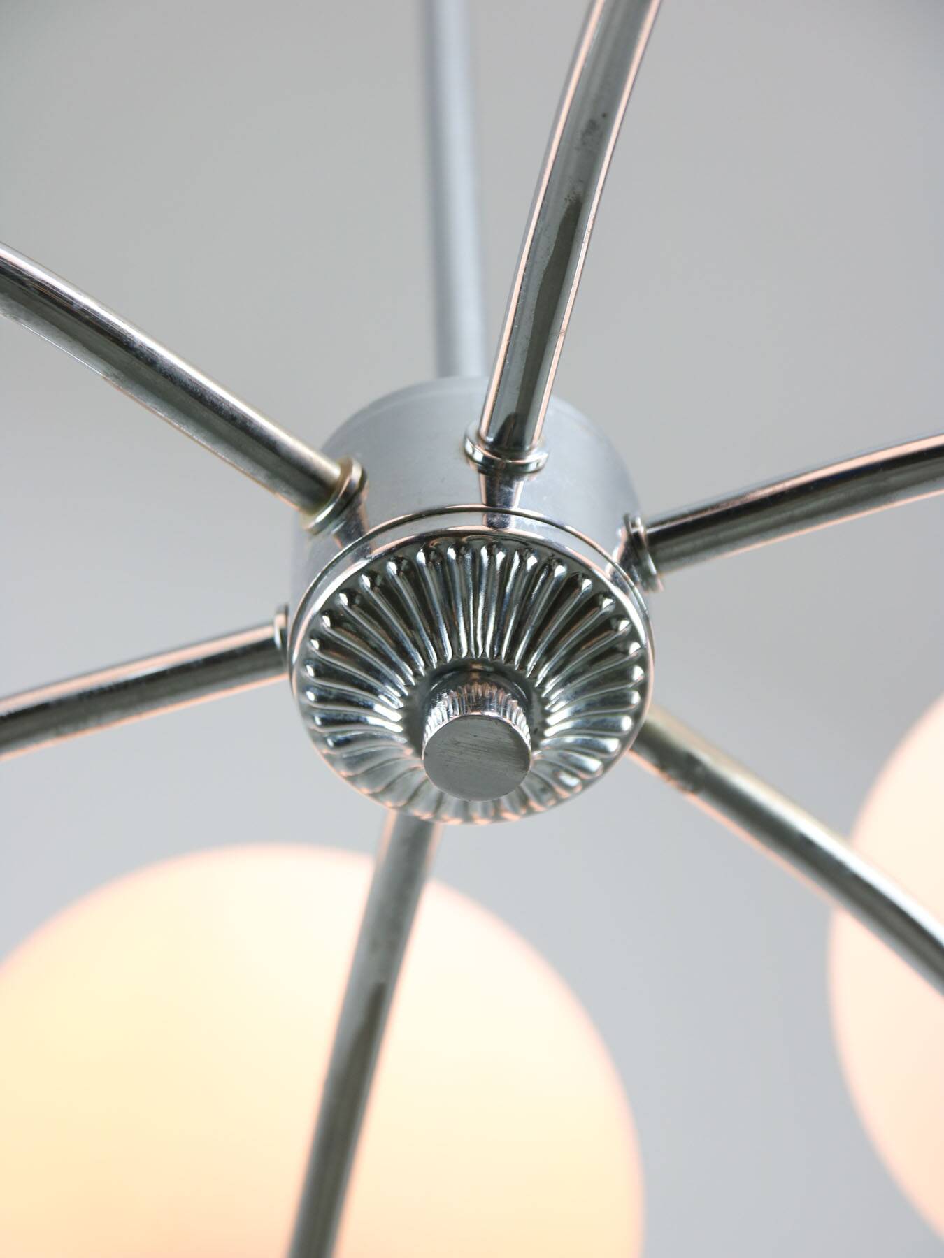 Lustre vintage en chrome et opaline, italie, 1970s