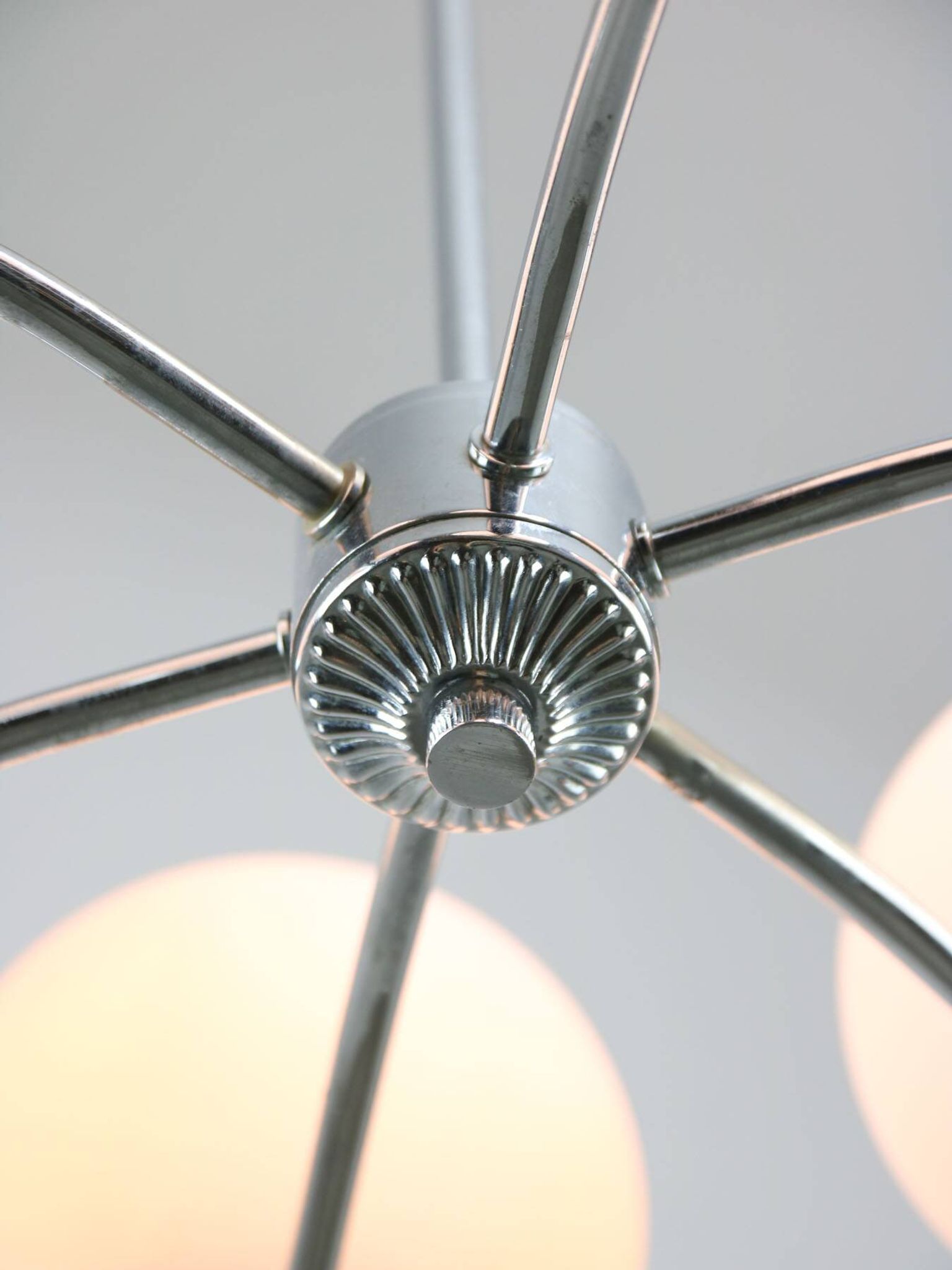Lustre vintage en chrome et opaline, italie, 1970s