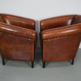 Vintage Dutch Cognac Colored Leather Club Chair, Set of 2